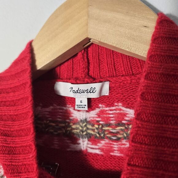 Madewell Floral Hazelwood Pullover SweaterRed Crewneck Boxy Fit Wool Sz Small - Picture 8 of 12